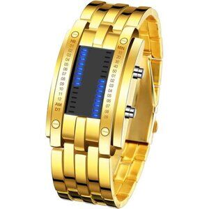 Creative Mens Binary Matrix Blue LED Digital Watch Fashion Classic Black Plated